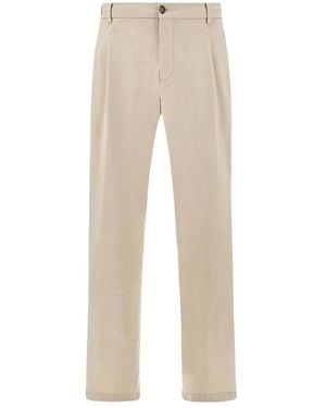 Paul & Shark Dynamic Chino Trousers With Pleats - Natural