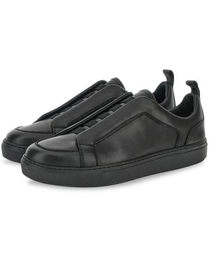 Paul & Shark Leather Slip-On Trainers - Black