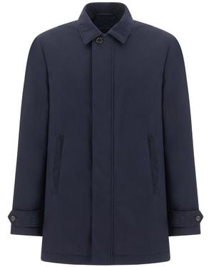 Paul & Shark Typhoon Platinum Car Coat With Suede Details - Blue