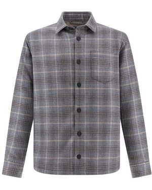 Paul & Shark Checked Wool And Silk Overshirt - Grey