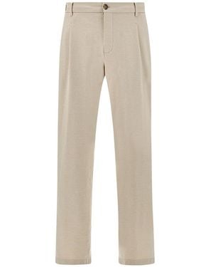 Paul & Shark Dynamic Chino Trousers With Pleats - Natural