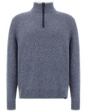 Paul & Shark Pullover Aus Wolle Und Kaschmir Mit Halbreißverschluss, Mann, Infinity - Blau