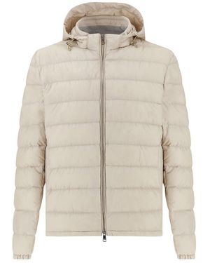 Paul & Shark Technical Ultralight Down Jacket With Alcantara Details - Natural