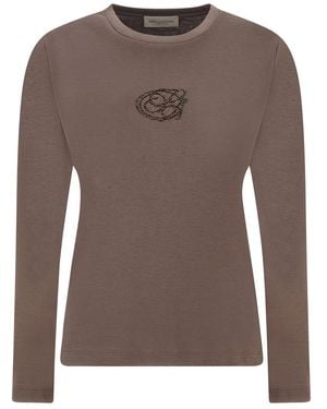 Paul & Shark Supima Cotton Jersey T-Shirt With Beaded Logo Embroidery - Brown