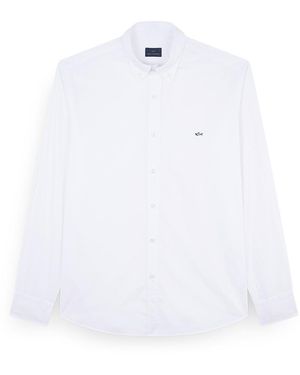 Paul & Shark Cotton Poplin Shirt With Shark Embroidery - White