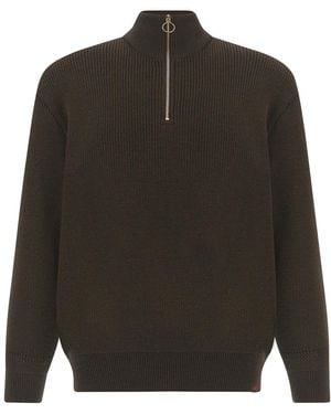 Paul & Shark Tech Wool Half Zip Jumper, Coffee - Black