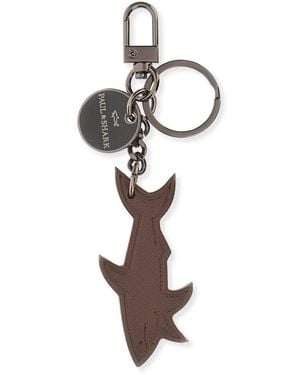 Paul & Shark Shark Saffiano Leather Keyring - Metallic