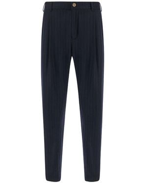 Paul & Shark Pinstripe Wool Lucca Pants - Blue