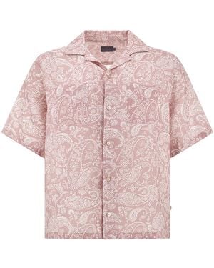 Paul & Shark Linen Shirt With Shark Paisley Pattern - Pink