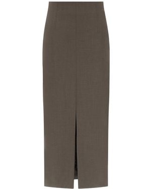 Paul & Shark Tech Wool Pencil Skirt - Brown