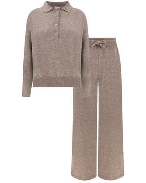 Paul & Shark Coordinated Wool And Cashmere Set With Typhoon Platinum Piping - Grey