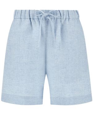 Paul & Shark Linen Bermuda Shorts With Drawstring - Blue
