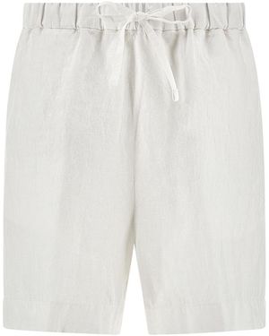 Paul & Shark Linen Bermuda Shorts With Drawstring - White