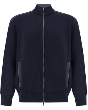 Paul & Shark Zip-Up Wool Sweater With Typhoon Platinum Details - Blue