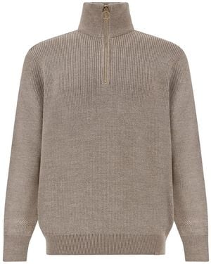 Paul & Shark Tech Wool Half Zip Jumper, Cobblestone - Grey