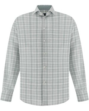 Paul & Shark Cotton And Cashmere Shirt With Check Pattern - Grey