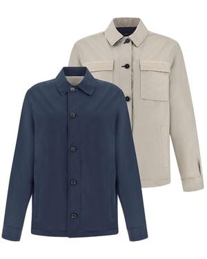 Paul & Shark Reversible Overshirt Typhoon Platinum - Blue