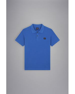 Paul & Shark Cotton Piqué Polo Shirt With Iconic Badge - Blue