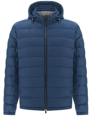 Paul & Shark Technical Ultralight Down Jacket With Alcantara Details - Blue