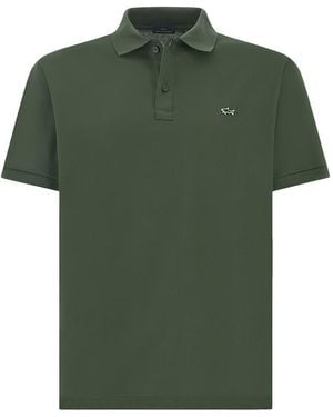 Paul & Shark Double Piqué Cotton Polo Shirt With Shark Embroidery - Green