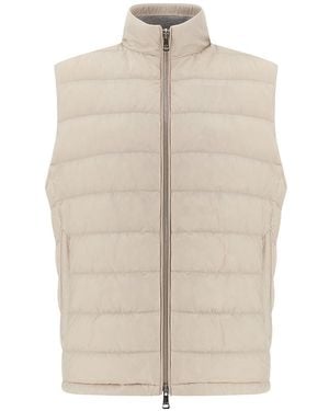 Paul & Shark Technical Ultralight Down Gilet With Alcantara Details - Natural