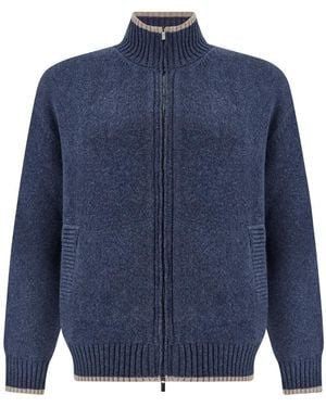 Paul & Shark Zip-Up Cashmere Cardigan - Blue