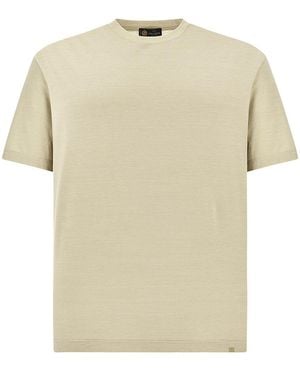 Paul & Shark Silk And Cotton T-Shirt With Micro Stripe Pattern - Natural