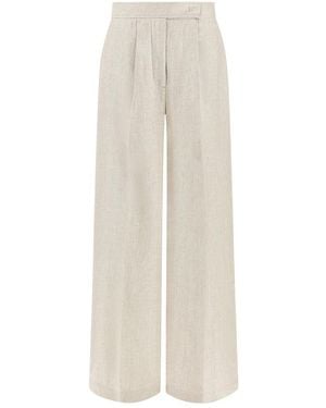 Paul & Shark Wide Leg Linen Trousers - White