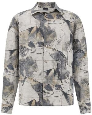 Paul & Shark Flannel Overshirt With Mountain Pattern - Grey