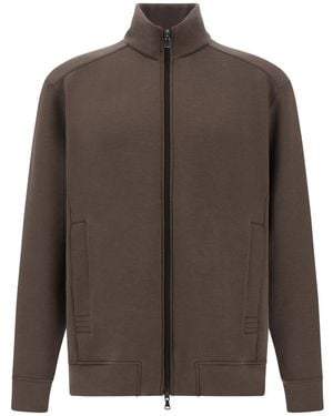 Paul & Shark Active Fleece Cotton Zip-Up Sweatshirt - Brown