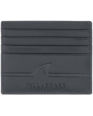 Paul & Shark Fin Embossed Leather Cardholder - Black