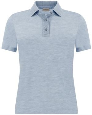 Paul & Shark Silk And Cotton V-Neck Polo Shirt - Blue