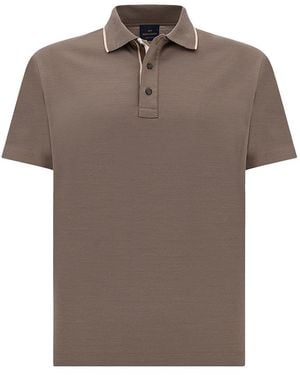 Paul & Shark Cotton Aqua Touch Polo With Striped Detail - Brown