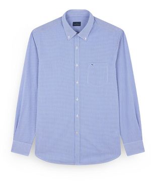 Paul & Shark Cotton Poplin Shirt With Striped Pattern - Blue