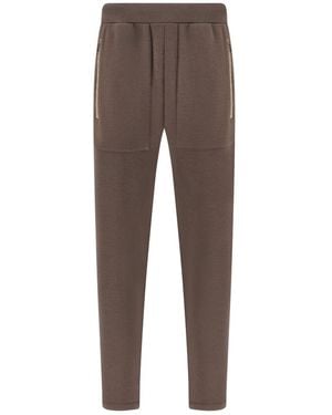 Paul & Shark Supima Cotton Trousers With Alcantara Details - Brown