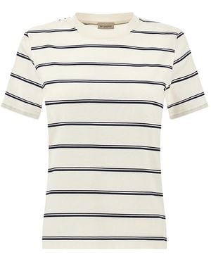 Paul & Shark Cotton Jersey T-Shirt With Striped Pattern - White