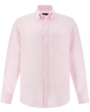 Paul & Shark Soffio Linen Shirt With Striped Pattern - Pink