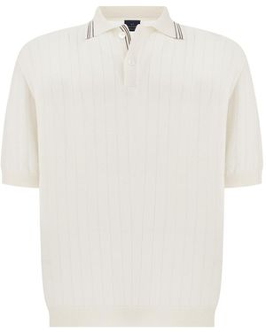 Paul & Shark Summer Wool Polo With Striped Details - White