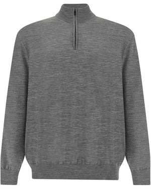 Paul & Shark Halbzip‑Pullover Aus Superfiner 140's Merinowolle, Mann, Größe - Grau