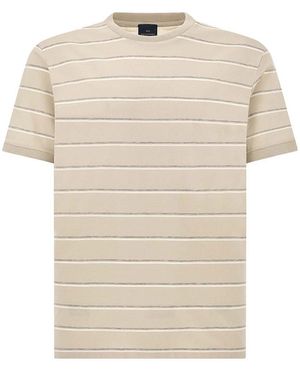 Paul & Shark Double Mercerised Cotton Jersey T-Shirt With Stripe Pattern - Natural