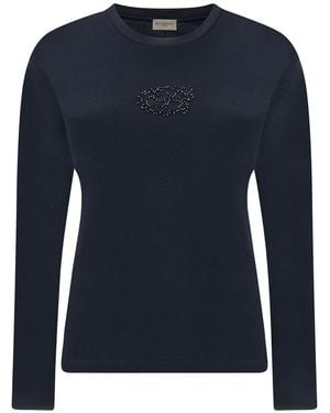 Paul & Shark Supima Cotton Jersey T-Shirt With Beaded Logo Embroidery - Blue