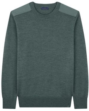Paul & Shark Soft Cool Touch Wool Crewneck Sweater With Typhoon Details - Green