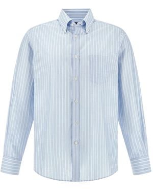 Paul & Shark Summer Breeze Cotton Shirt With Striped Pattern - Blue