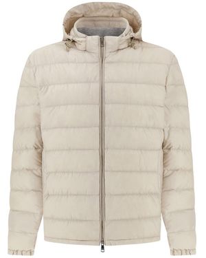 Paul & Shark Technical Ultralight Down Jacket With Alcantara Details - Natural