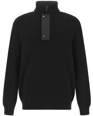 Paul & Shark Tech Wool Half-Zip Sweater With Typhoon Details - Black
