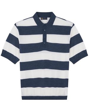Paul & Shark Polo Aus Wolle Und Seide Mit Streifenmuster, Mann, Whisper - Blau