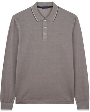 Paul & Shark Polo Aus Two-Tone Piqué-Baumwolle Mit Shark Fin-Stickerei, Mann, Größe - Grau