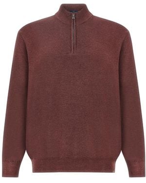 Paul & Shark Garment-Dyed Half-Zip Wool Jumper - Purple