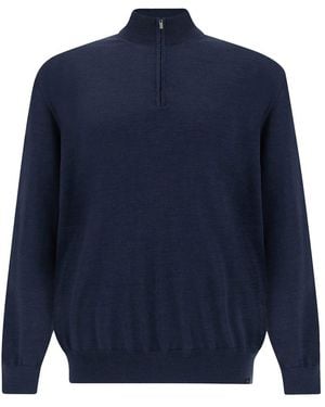 Paul & Shark 140's Superfine Merino Wool Half‑Zip Jumper - Blue
