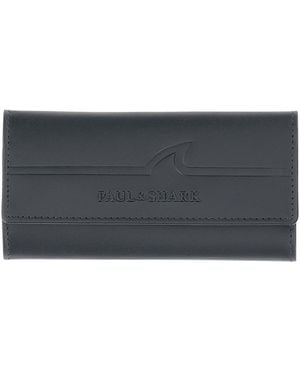 Paul & Shark Fin Embossed Leather Keychain - Black